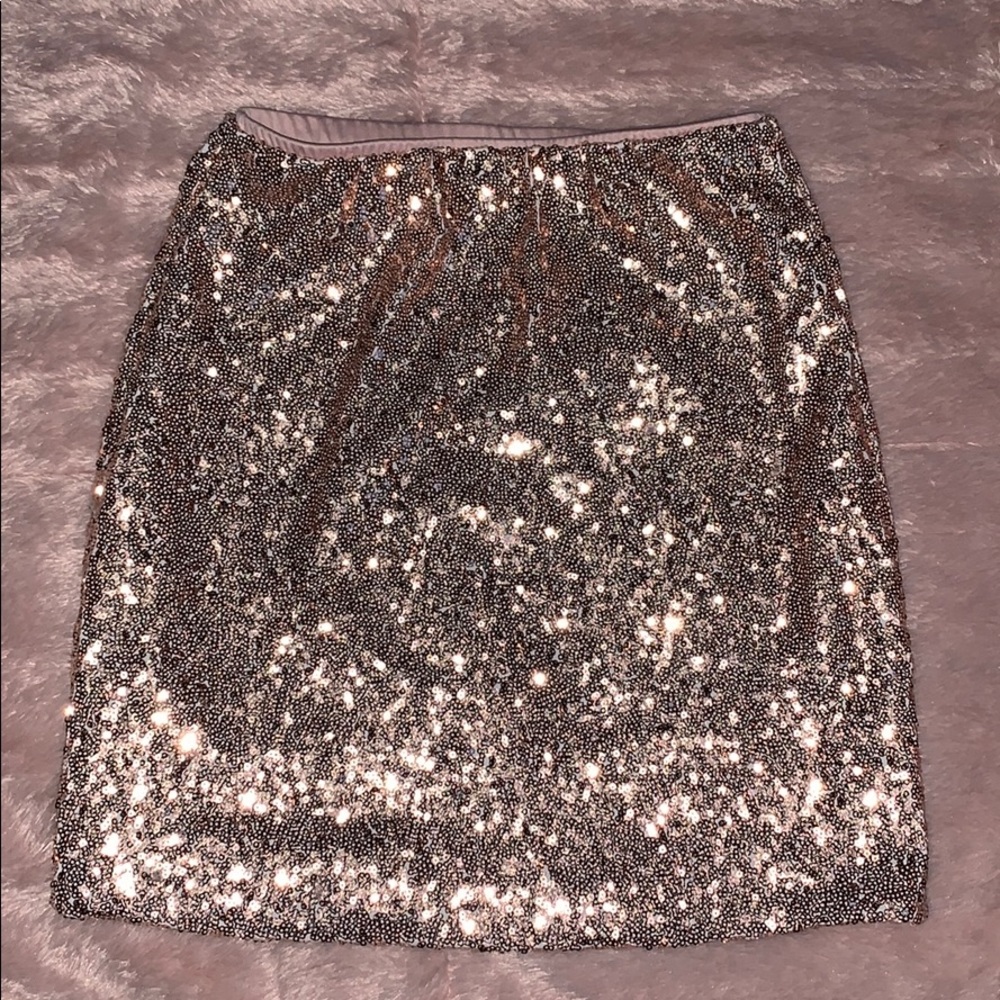 Pink Rose gold sequence mini skirt